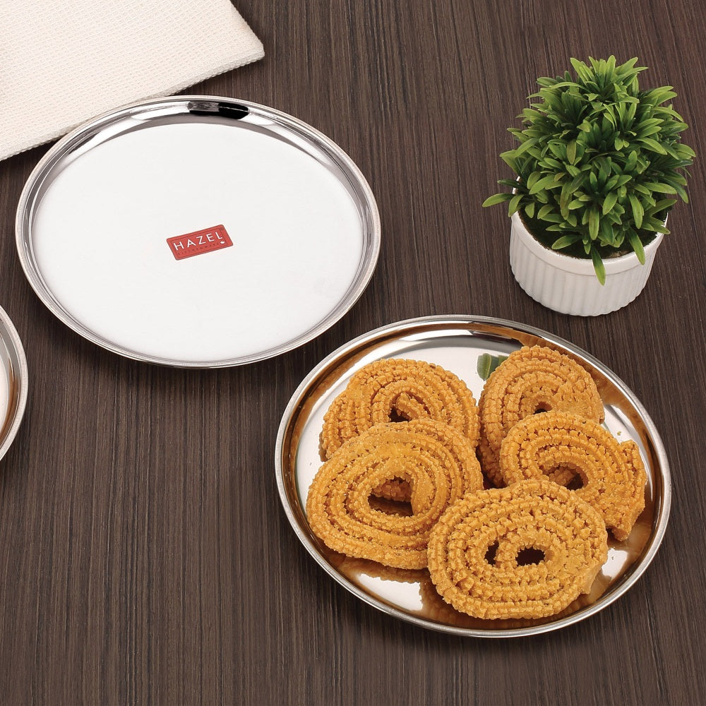 Stainless Steel Serving Plate/Thali 18.5 cm (Set of 2)