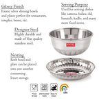 Stainless Steel Bowl Plate Set of 12 Pieces (Bowl 10 cm, Plate 12.8 cm)
