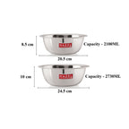 Stainless Steel Mixing Bowl Set of 2 2100, 2730 ML