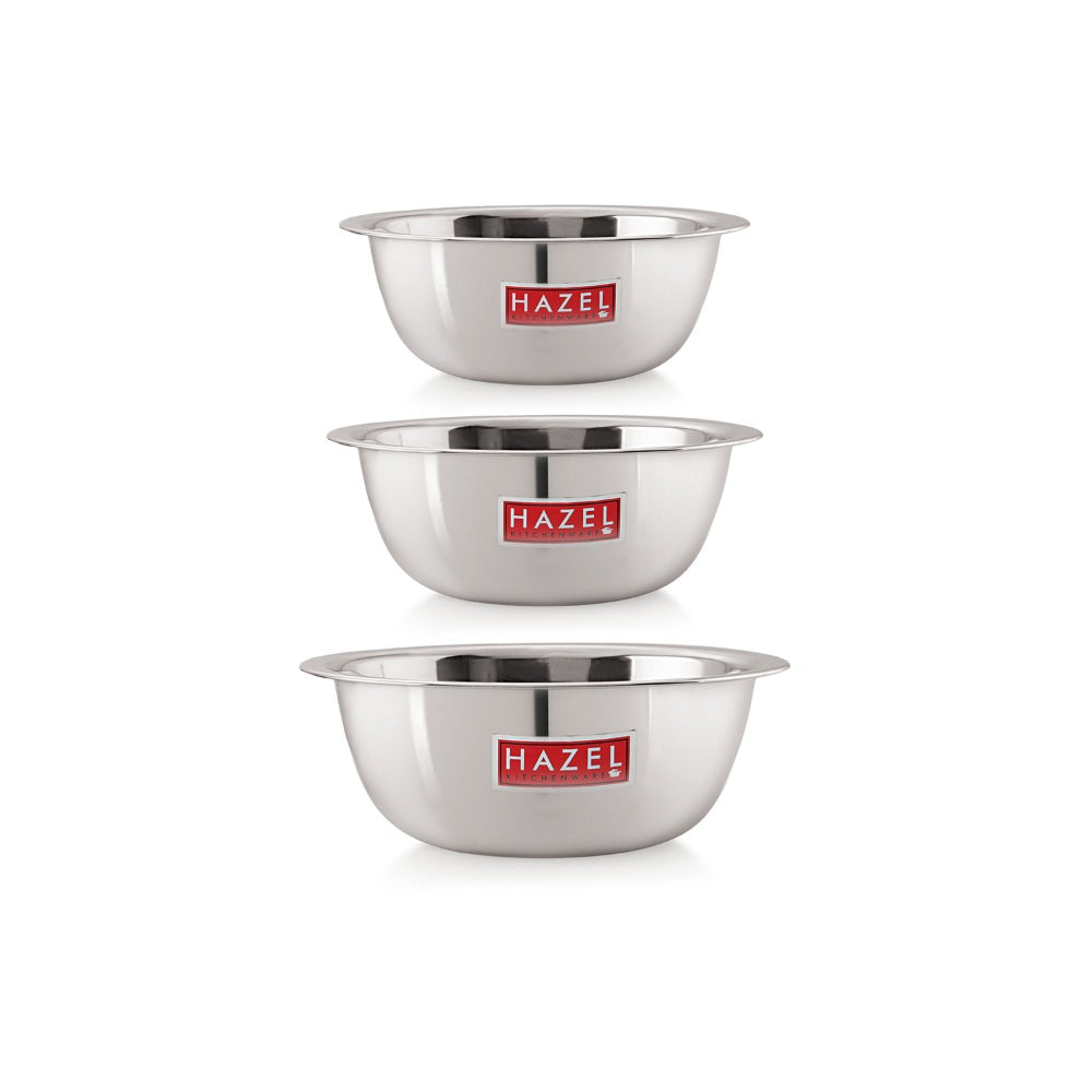 Stainless Steel Mixing Bowl Set of 3 2100, 2730, 3300 ML