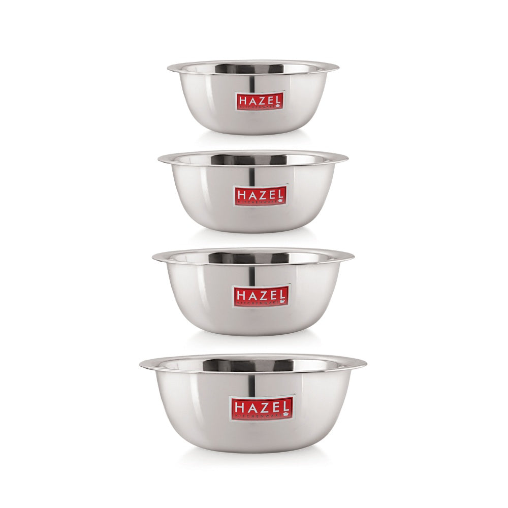 Stainless Steel Mixing Bowl Set of 4 1500, 2100, 2730, 3300 ML