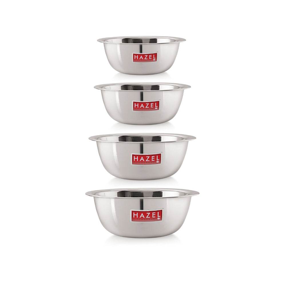 Stainless Steel Mixing Bowl Set of 4 1100, 1500, 2100, 2730 ML