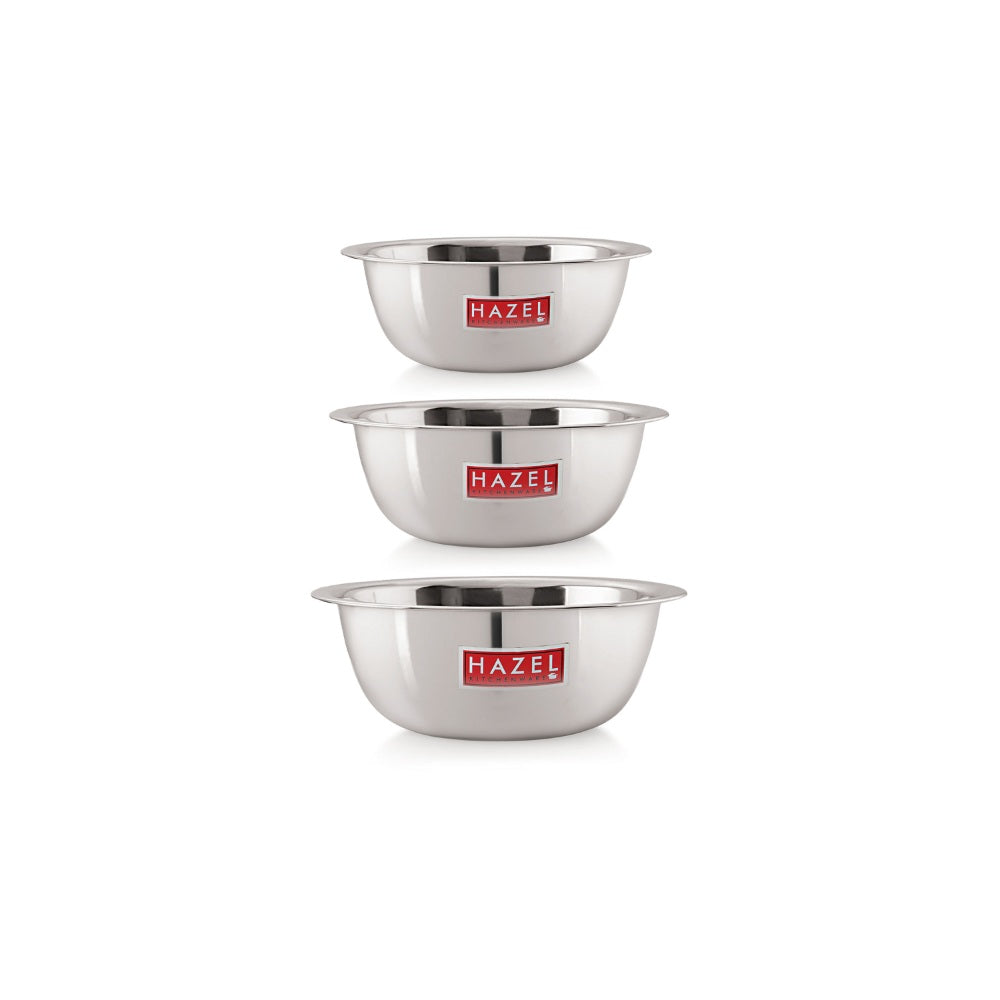 Stainless Steel Mixing Bowl Set of 3 1100, 1500, 2100 ML