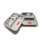 Stainless Steel Compartment Plate, Set of 2 (22cm Each)