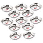 Stainless Steel Dessert Plate, Square Shaped -  Set Of 12 (450 ML each)