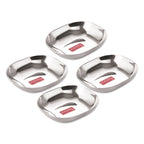 Stainless Steel Dessert Plate , Square Shaped-  Set Of 4 (400 ML each)