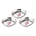 Stainless Steel Dessert Plate, Square Shaped -  Set Of 3 (400 ML each)