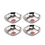 Stainless Steel Dessert Plate, Square Shaped -  Set Of 4 (260 ML each)
