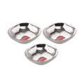Square Shaped Stainless Steel Snack  Plate -  Set Of 3 (260 ML each)