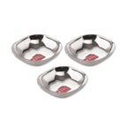 Square Shaped Stainless Steel Snack  Plate -  Set Of 3 (260 ML each)