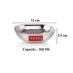 Square Shaped Stainless Steel Snack  Plate -  Set Of 3 (260 ML each)