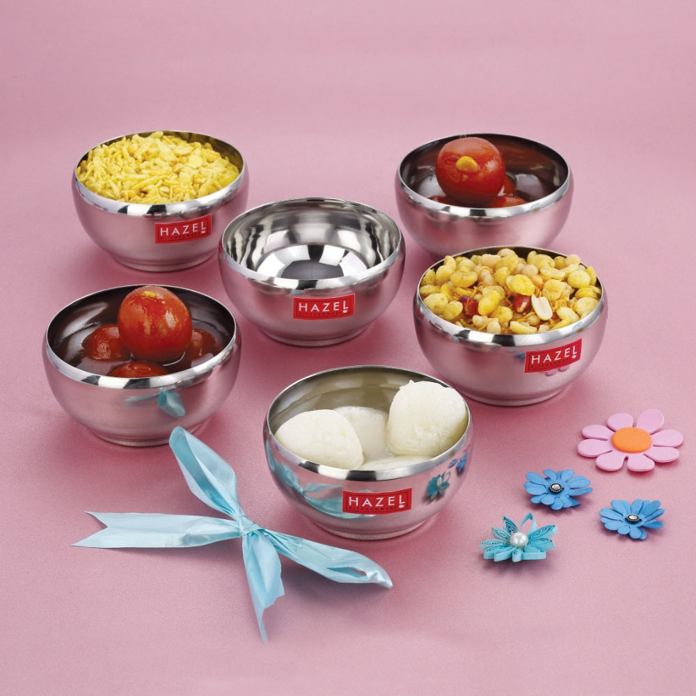 Stainless Steel Katori -  Set of 12 (200 ML Each)