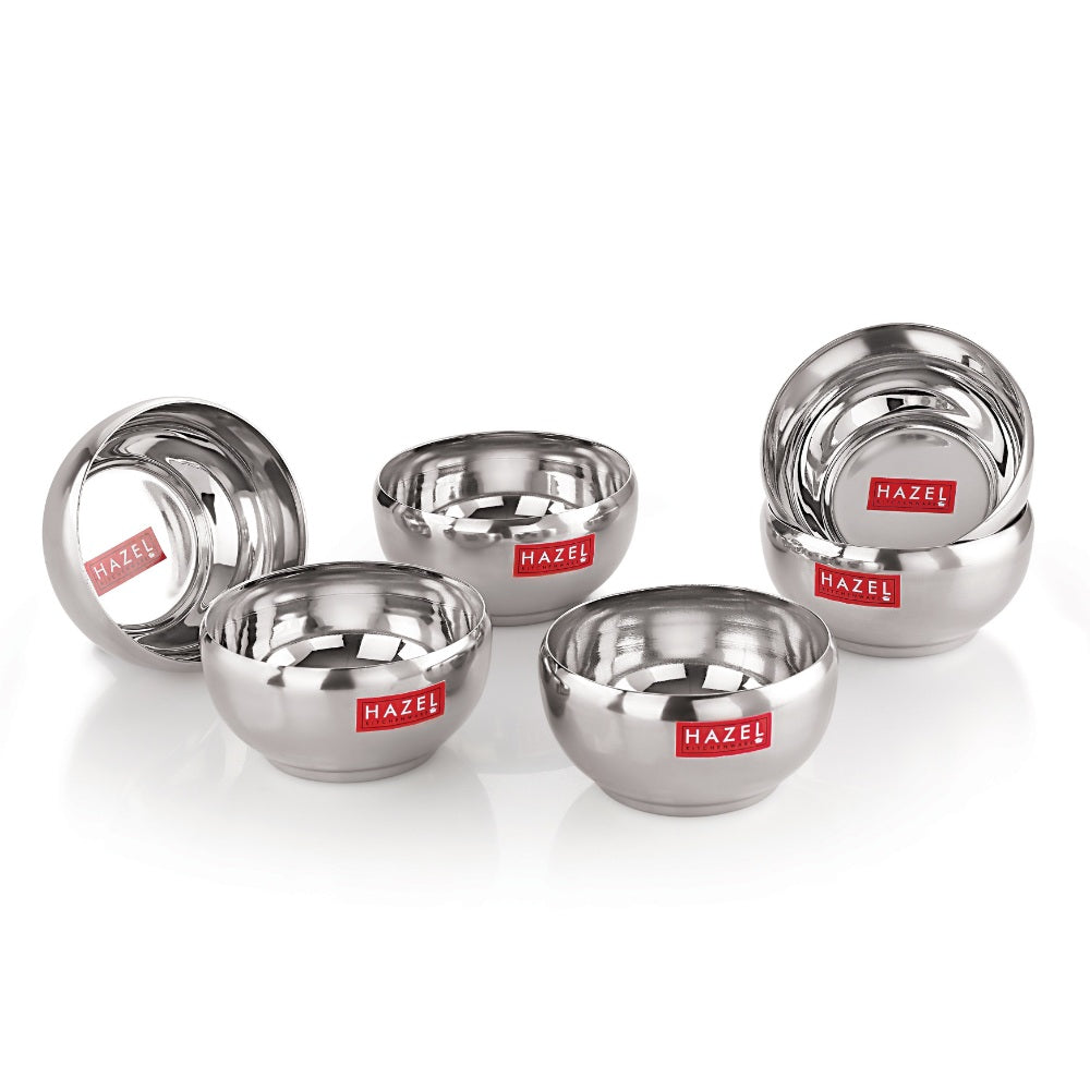 Stainless Steel Serving Bowl -  Set of 6 (300 ML Each)