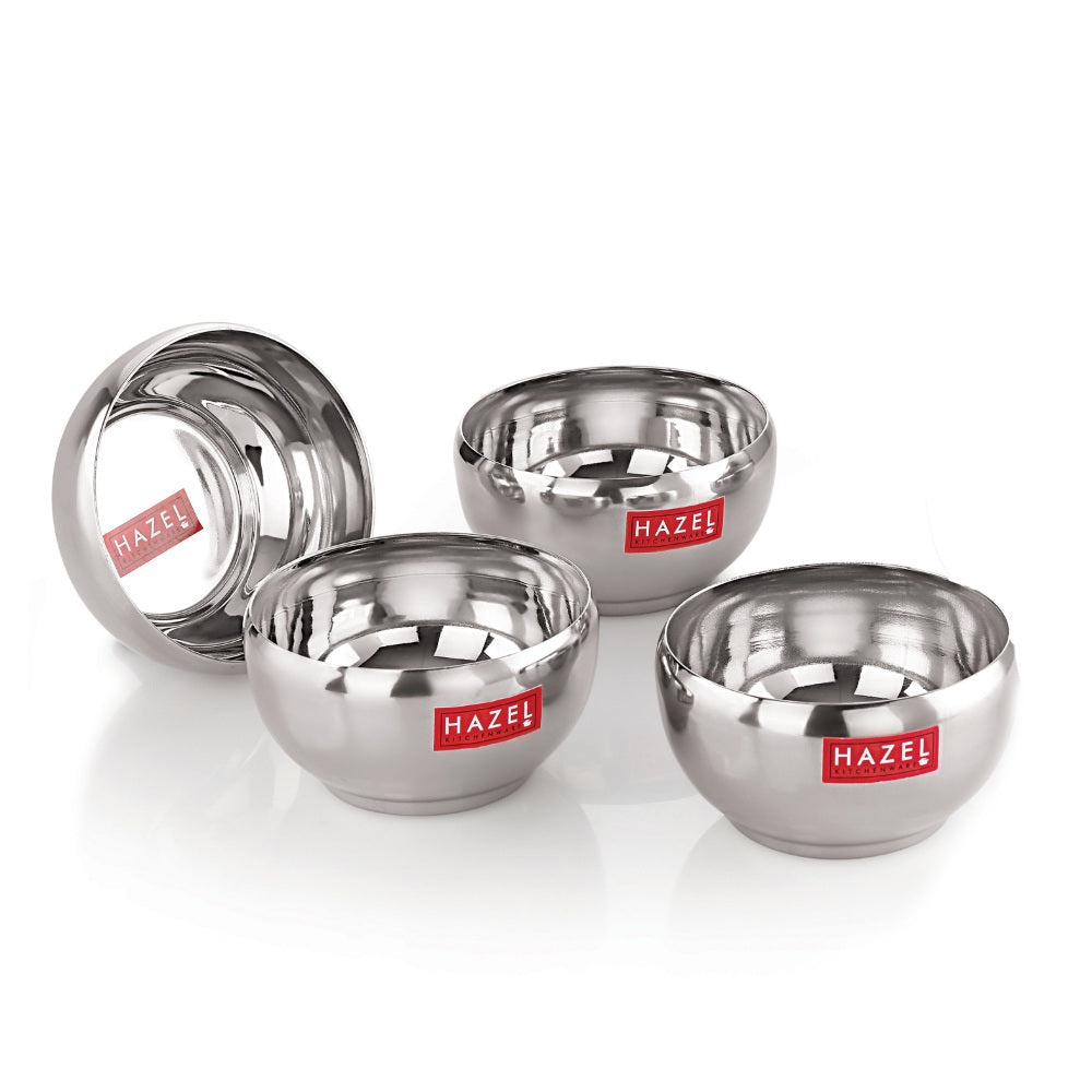 Stainless Steel Serving Bowl -  Set of 4 (300 ML Each)