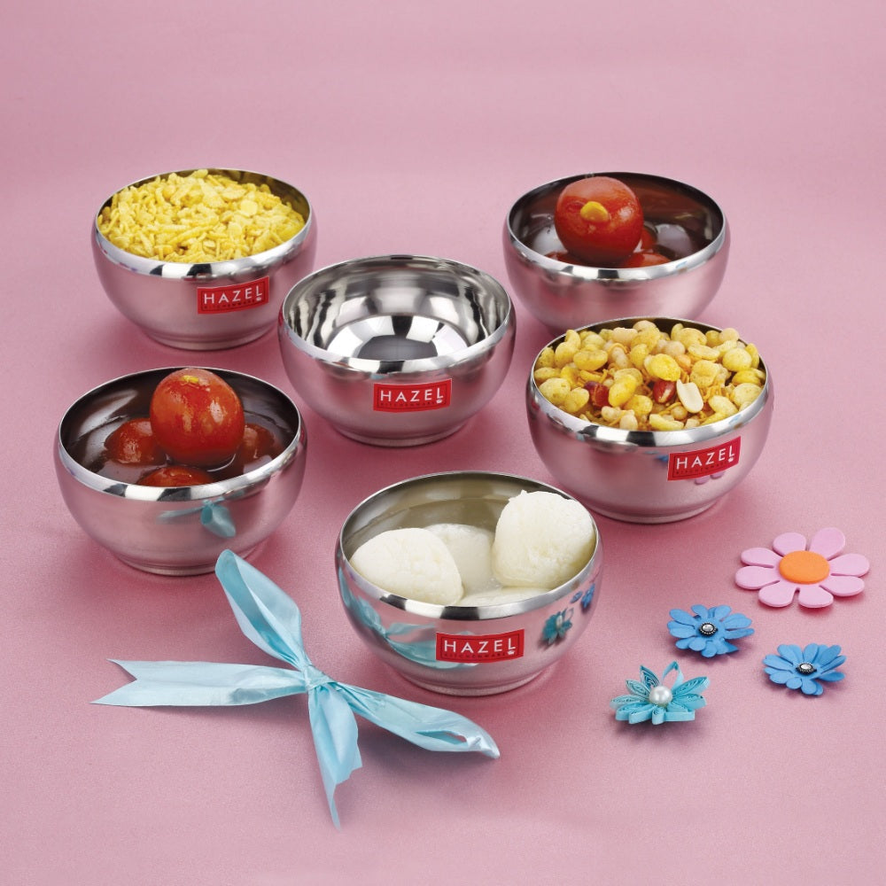 Stainless Steel Serving Bowl -  Set of 6 (150 ML Each)