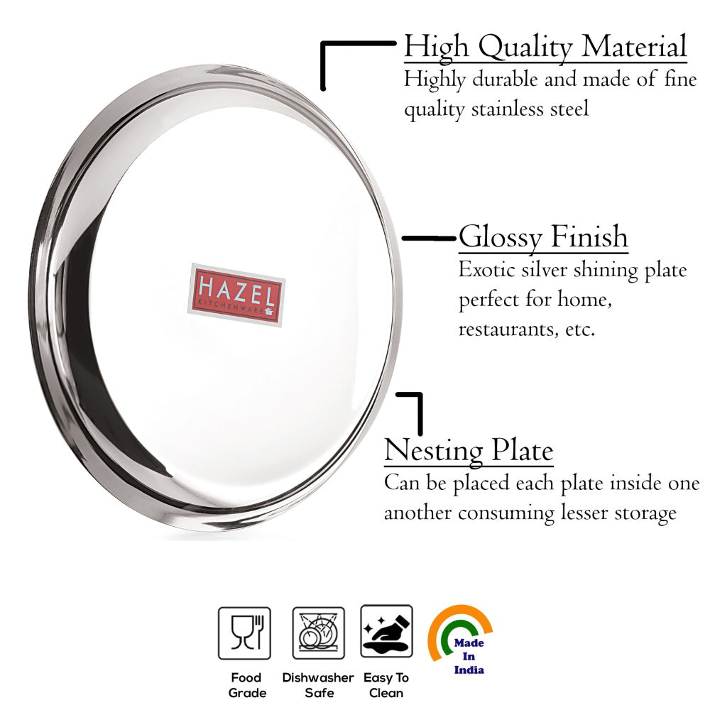 Steel Dinner Plates / Lunch Plates Set of 3, 26.8 cm