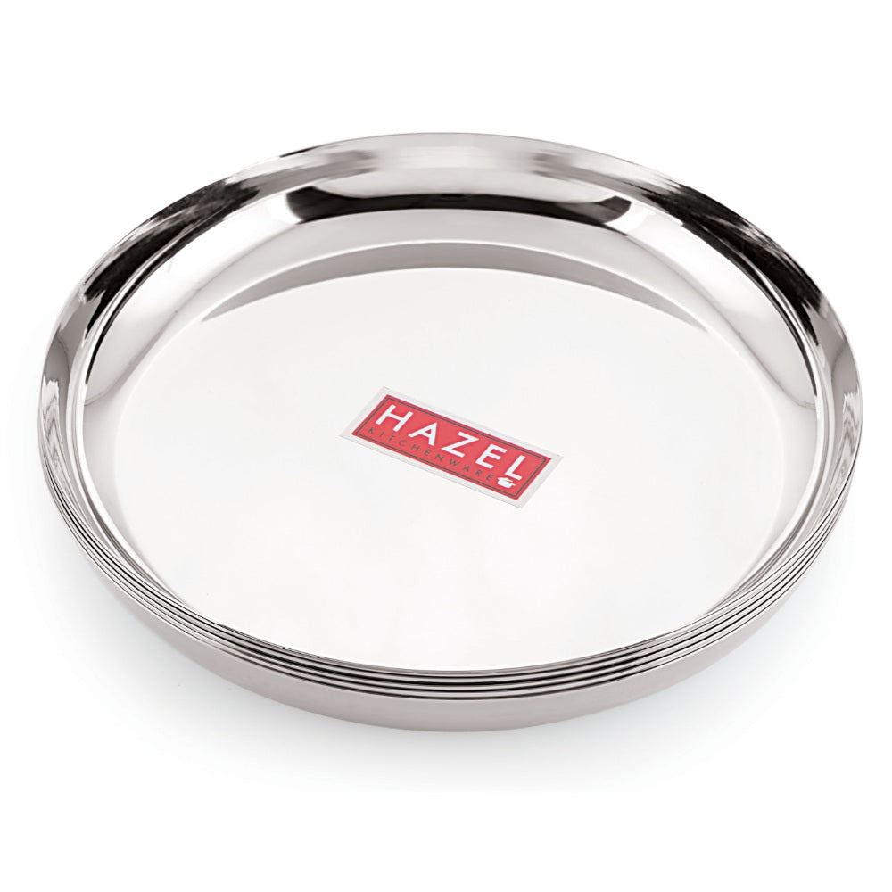 Stainless Steel Dinner Plate Set of 6, 23 cm