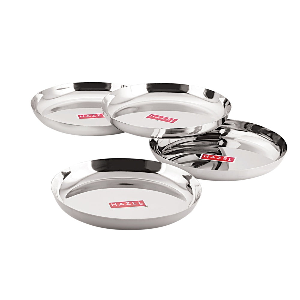 Stainless Steel Dinner Plate Set of 4, 23 cm