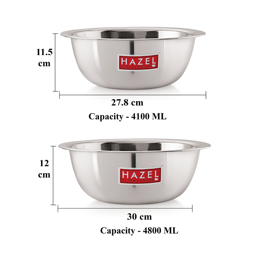 Stainless Steel Mixing Bowl Set of 2, 4100 ML, 4800 ML