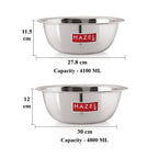 Stainless Steel Mixing Bowl Set of 2, 4100 ML, 4800 ML