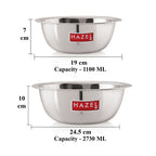 Stainless Steel Mixing Bowl Set of 2, 1100 ML, 1500 ML