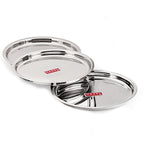 Stainless Steel Dinner Thali Set, Mirror Finish Set of 3, 25cm