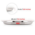 Stainless Steel Dinner Thali Set, Mirror Finish Set of 3, 25cm