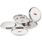 Stainless Steel Dinner Thali Set, Mirror Finish Set of 6, 25cm