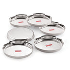 Mirror Finish Stainless Steel Dinner Plate Set of 6, 25.5 cm