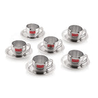 Stainless Steel Cup With Saucer ,  170ML Set Of 6
