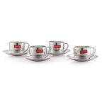 Stainless Steel Cup With Saucer ,  170ML Set Of 4