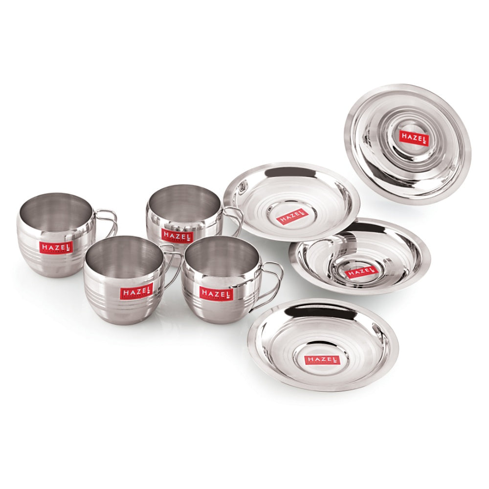 Stainless Steel Cup With Saucer ,  170ML Set Of 4