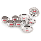 Stainless Steel Cup With Saucer ,  170ML Set Of 4