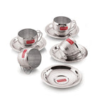 Stainless Steel Cup With Saucer ,  170ML Set Of 4