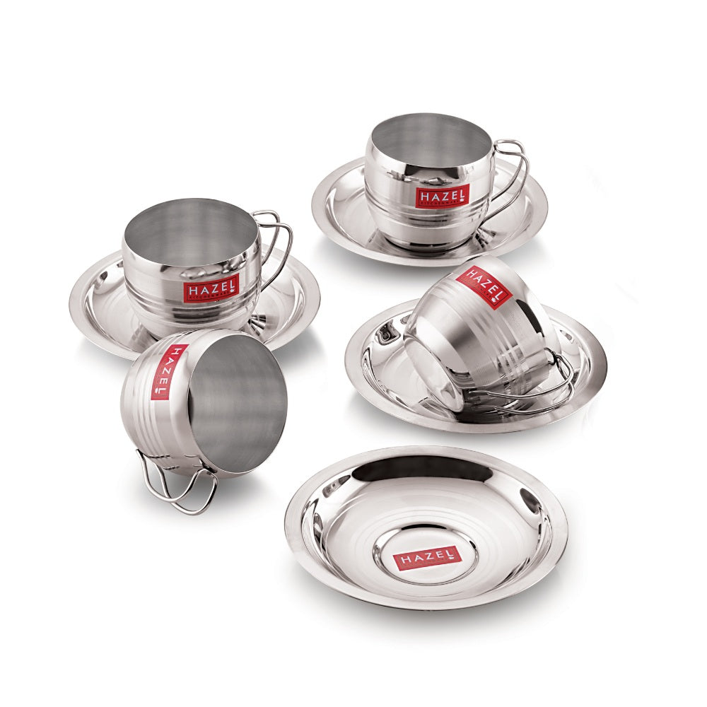 Stainless Steel Cup With Saucer ,  170ML Set Of 4