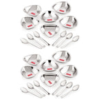 Triangular Shaped Stainless Steel  Katori with Spoon Set, 250 ML (12 Vati, 12 Spoon)