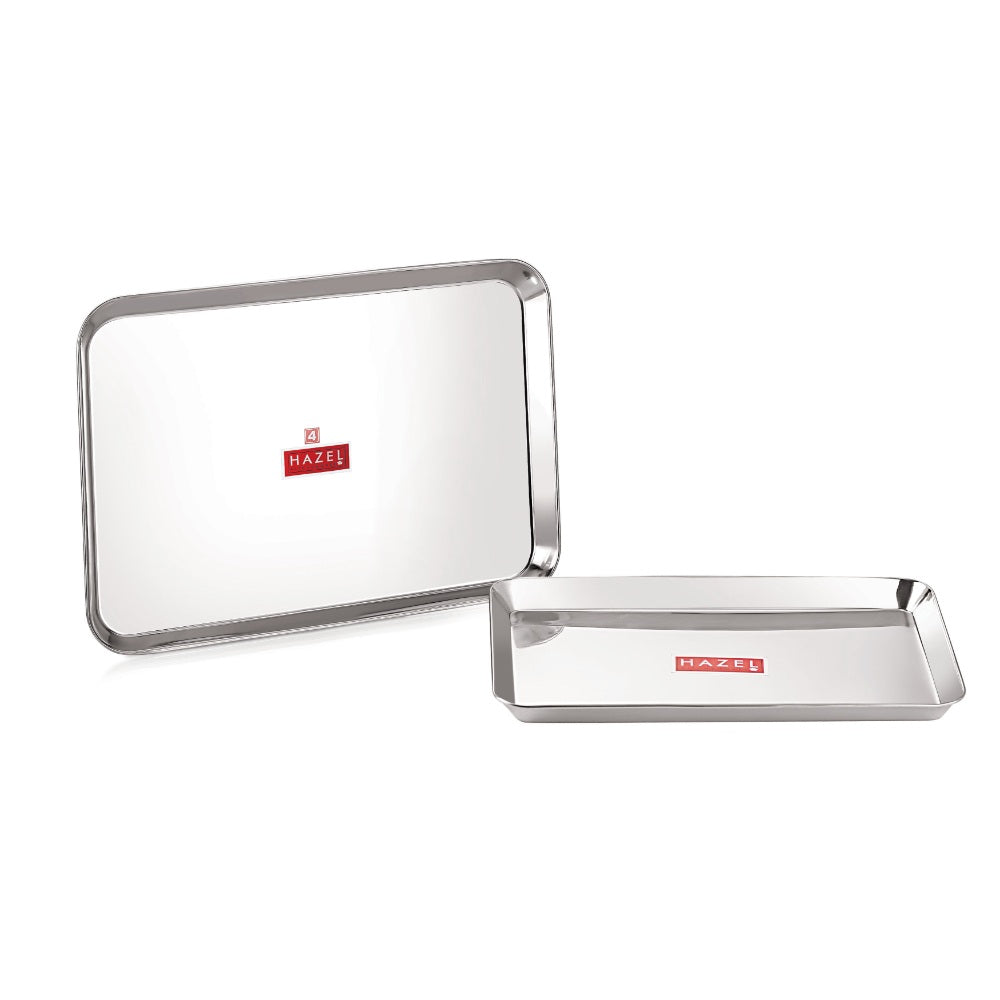Stainless Steel Rectangle Serving Tray Set of 2 (41 x 30, 29.5 x 19 )