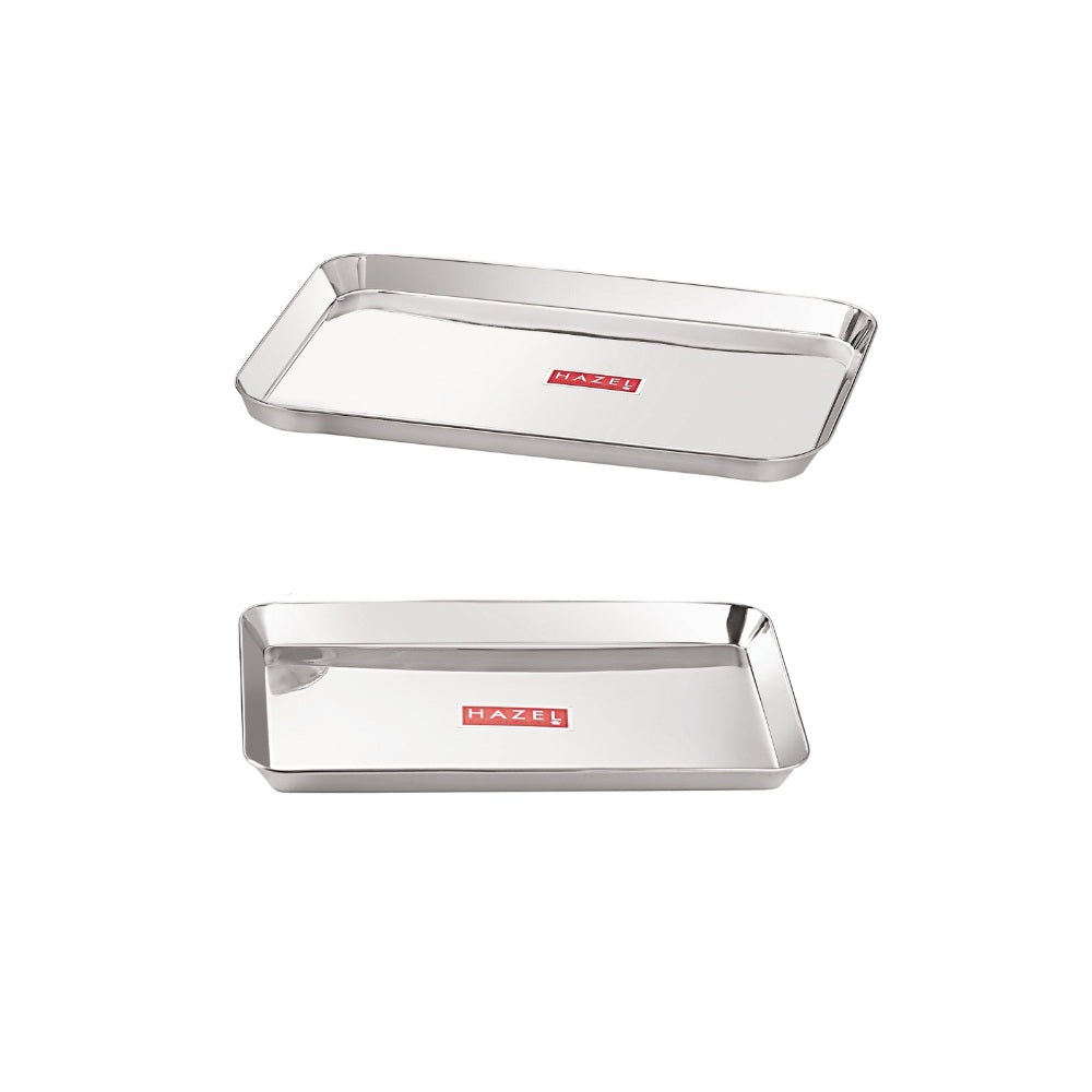 Stainless Steel Rectangle Serving Tray Set of 2 (37.2 x 26.4 , 29.5 x 19 )