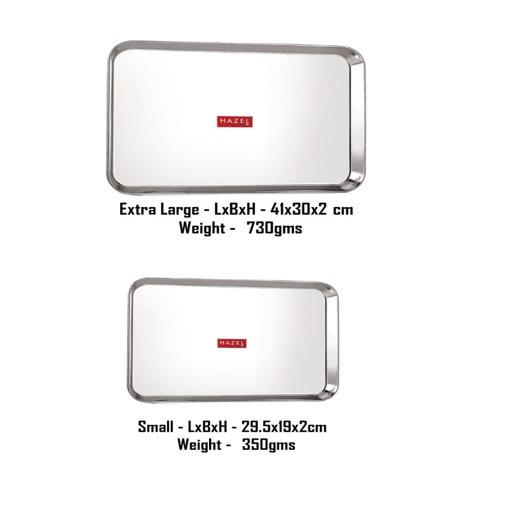 Stainless Steel Rectangle Serving Tray Set of 2 (41 x 30, 29.5 x 19 )
