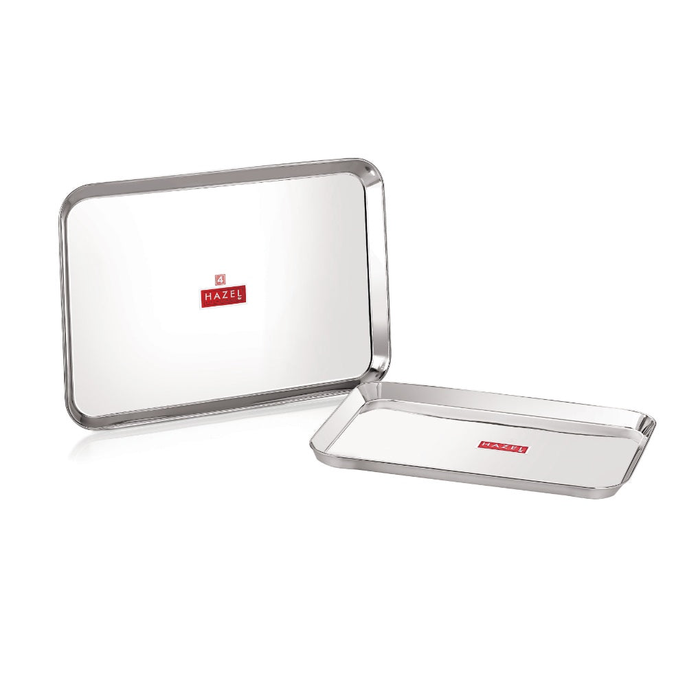 Stainless Steel Rectangle Serving Tray Set of 2 (37.2 x 26.4 , 41 x 30 )
