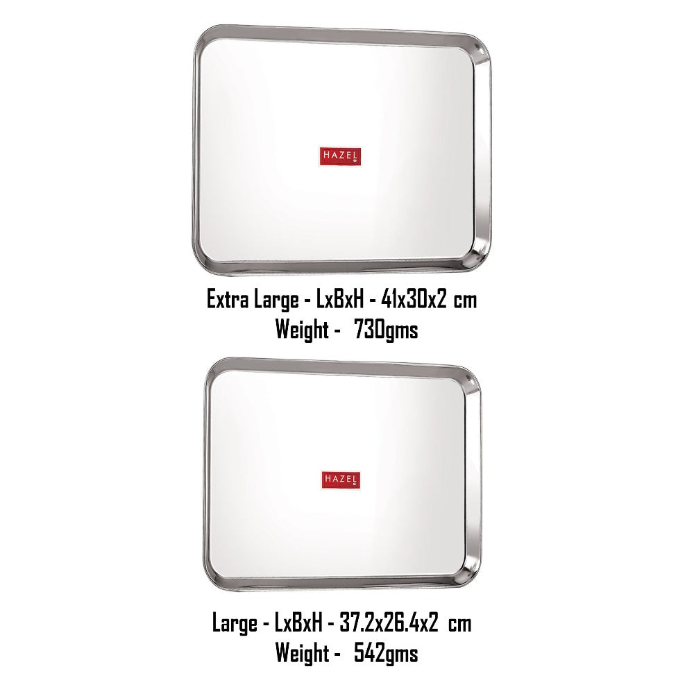 Stainless Steel Rectangle Serving Tray Set of 2 (37.2 x 26.4 , 41 x 30 )