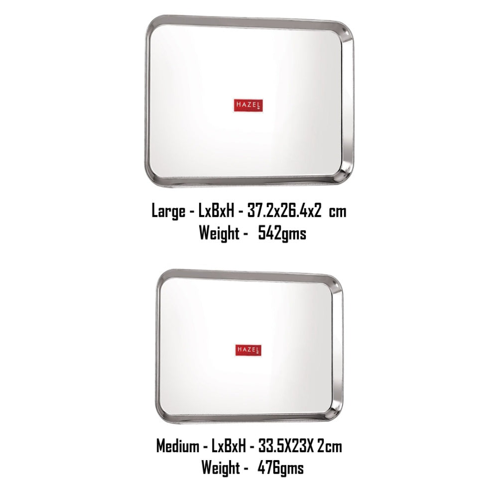 Stainless Steel Serving Tray Large & Medium, Set of 2