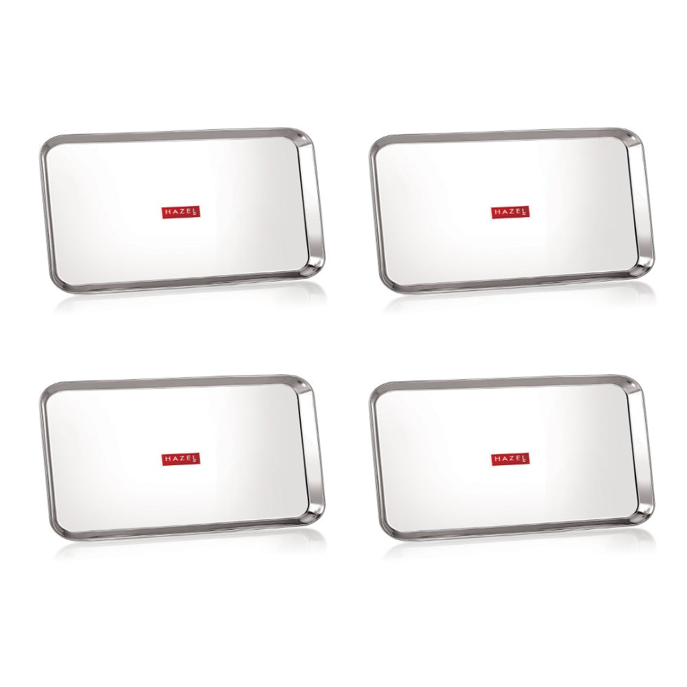 Rectangle Stainless Steel Serving Tray, 37.2 x 26.4 cm (Set of 4)