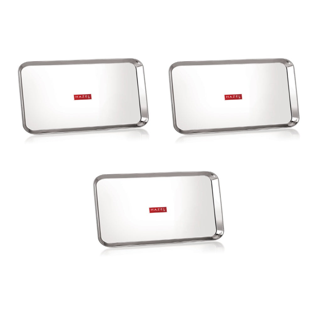 Rectangle Stainless Steel Serving Tray, 37.2 x 26.4 cm (Set of 3)