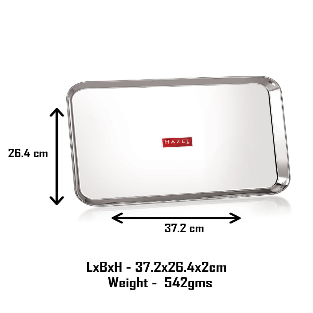 Rectangle Stainless Steel Serving Tray, 37.2 x 26.4 cm (Set of 4)