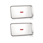 Rectangle Stainless Steel Serving Tray, 37.2 x 26.4 cm (Set of 2)