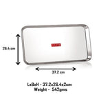 Rectangle Stainless Steel Serving Tray, 37.2 x 26.4 cm (Set of 2)