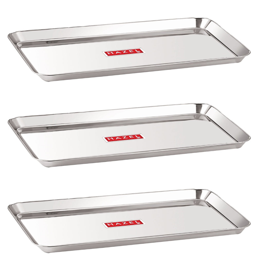 Stainless Steel Rectangular Serving Tray Medium, Set of 3