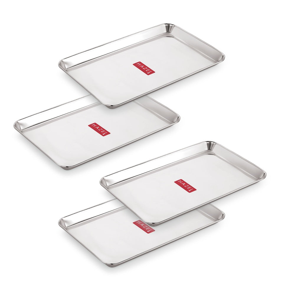 Rectangle Stainless Steel Serving Tray, 29.5 x 19 cm(Set of 4)
