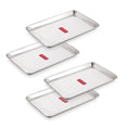 Rectangle Stainless Steel Serving Tray, 29.5 x 19 cm(Set of 4)